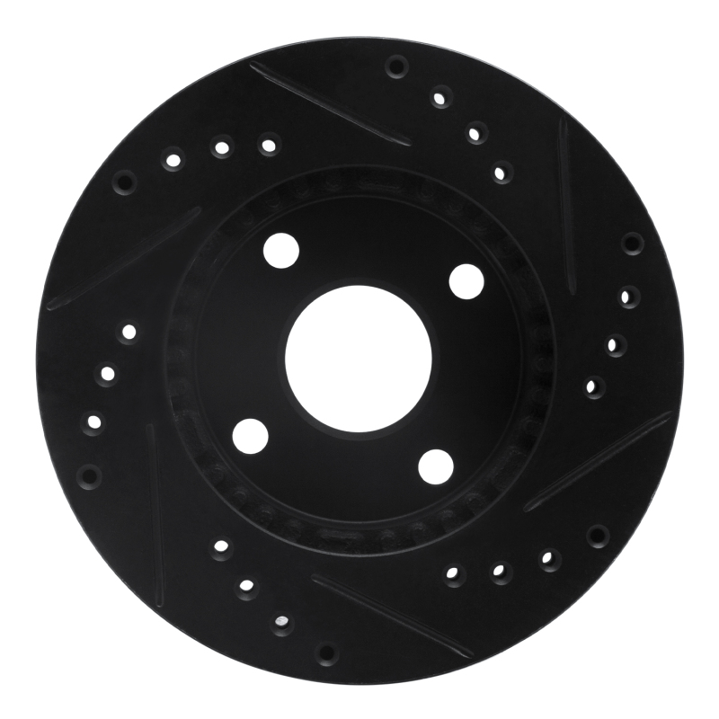 Ford Escort Brake Rotor (1) - Front Left - R1 Concepts - Drilled & Slotted - Black - `90-`01